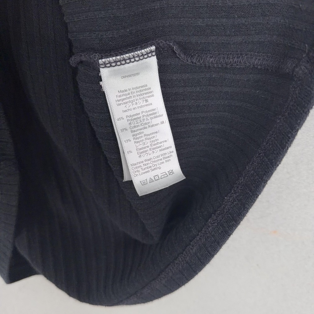 Madewell Shirt Womens Large Black Short Sleeve Ribbed Knit Polo Button Front Top - Picture 6 of 14